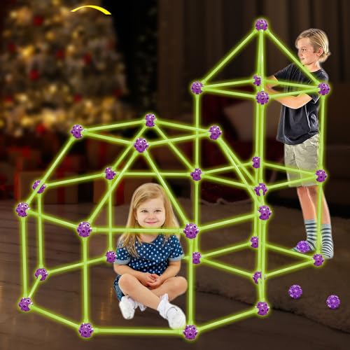 Fort Building Kit for Kids,STEM Construction Toys, Educational Gift for 3 4 5 6 7 8 9 10 11 12 Years Old Boys and Girls,Ultimate Creative Set for Indoor & Outdoors Activity,140 Pcs,Green