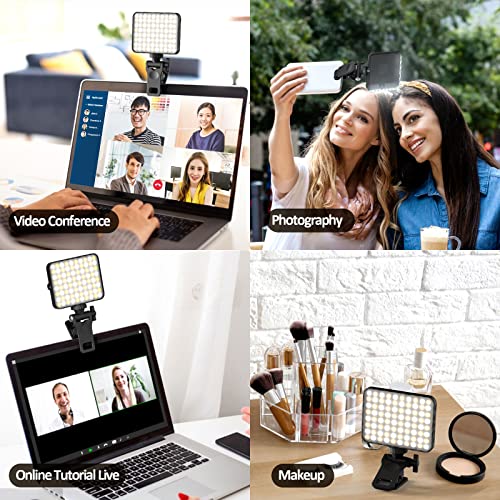 Rechargeable Selfie Light & Phone Light Clip for iPhone - Phone LED Light with Adjustable Brightness, Perfect for Selfies, Makeup, TikTok, Live Streaming & Video Conferencing Black