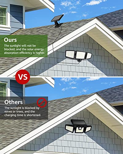 Lepro Solar Lights for Outside, WL5000 Motion Activated Security Lights, Separate Solar Panel, 3 Adjustable Head 270° Wide Lighting Angle, IP65 Waterproof Wall Lamp for Porch Yard Garage