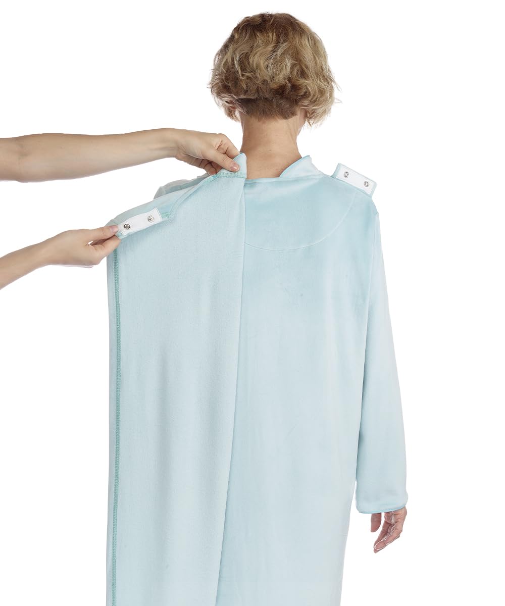 Women’s Open Back Adaptive Plush Nightgown With Zip Front - Mellow Mauve MED