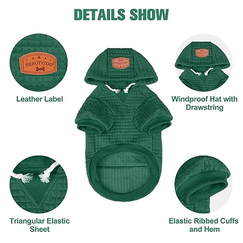BEAUTYZOO Dog Sweaters for Large Dogs Girls Boys, Warm Winter Dog Hoodie Sweatshirt with Pocket & Leash Hole,Soft Waffle-Like Laminated Cotton Pet Clothes for Big Breeds Indoor Outdoor Cold Weather