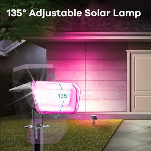 Linkind Color Changing Solar Lights 50 LEDs Colored Solar Lights Outdoor Solar Colored Spot Lights 30% Conversion Rate Color Solar Lights Waterproof IP67 for Garden Yard, 4 Pack Multicolor