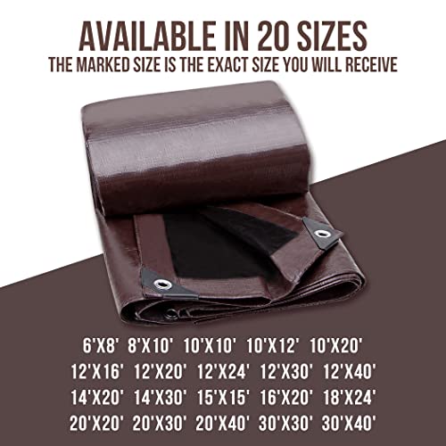 CARTMAN Finished Size 14x20 Feet Extra Thick 16 Mil Ultra Heavy Duty Poly Tarp, Multipurpose Protective Cover, UV Resistant, Waterproof Poly Tarpaulin with Reinforced Edges