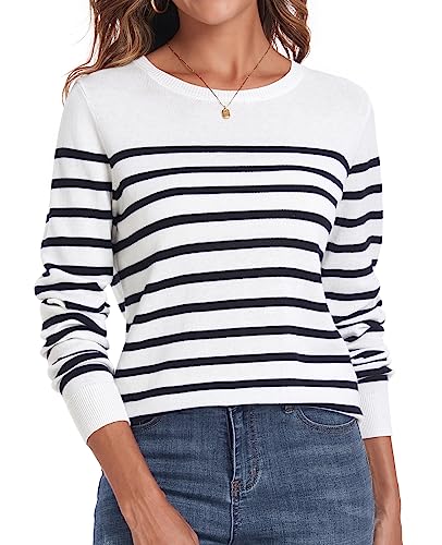 QUALFORT Women's 100% Cotton Sweater V Neck Long Sleeve Knitted Jumper Tops Pink X-Large