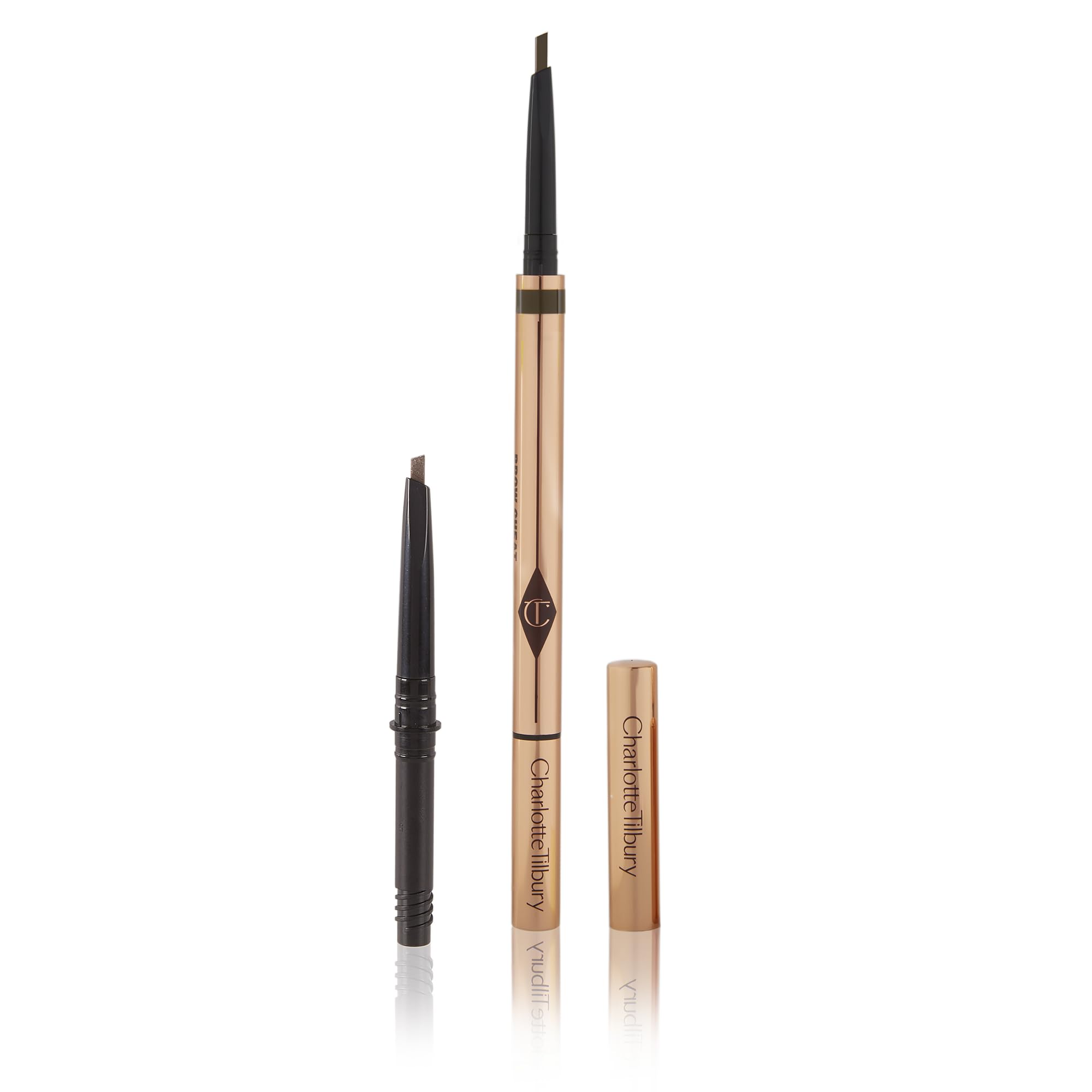 Charlotte Tilbury Brow Cheat Eyebrow Pencil - Refillable Micro-Precision Brow Pencil with Angled Tip for Natural Hair-Like Strokes - 16-Hour Wear, Waterproof, Vitamin E + Carnauba Wax - Natural Brown