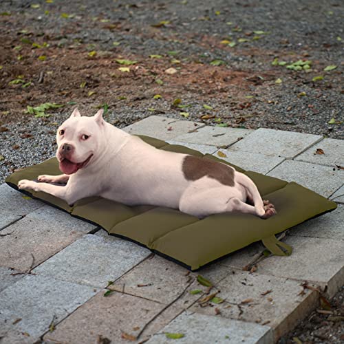 Camping Dog Beds for Medium Large Dogs Portable Dog Bed Army Green Waterproof Outdoor Dog Bed Travel Dog Bed for Camping Chewy Dog Camping Gear for Camping Dog Bed.