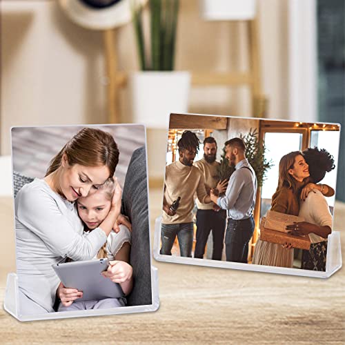 AMEITECH Acrylic Picture Frame 2 Pack - 4x6 Inch Photo Frames with Acrylic Base and Acrylic Glass Covers for Tabletop or Desktop Display,Horizontal and Vertical - Clear