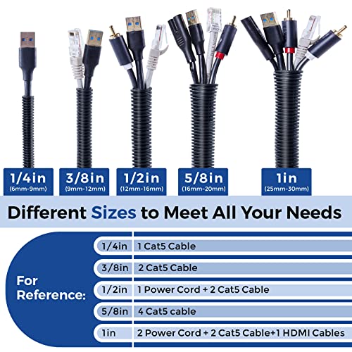 Wire Loom 1/2 inch 10ft, YCLYC Split Loom, Cord Protectors from Pets, Wire Protector Tubing, Flexible Wire Conduit, Electrical Cord Cover for Automotive, Black