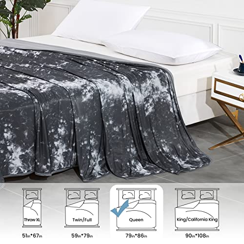 Elegear Cooling Blanket Tie Dye (Queen Size 79"x86"), Q-Max>0.5 Japanese Arc-Chill Cooling Fiber, Both Sides[Cooling/Cotton] for All-Season, Soft Breathable Blankets Keep Adults/Child/Baby Cool - Gray