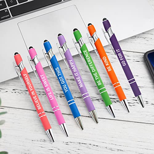 PASISIBICK 12 Pieces Motivational Inspirational Quotes Snarky Screen Touch Stylus Ballpoint Pens, Office Encouraging Scriptures, Black Ink (12 Color,Motivational)