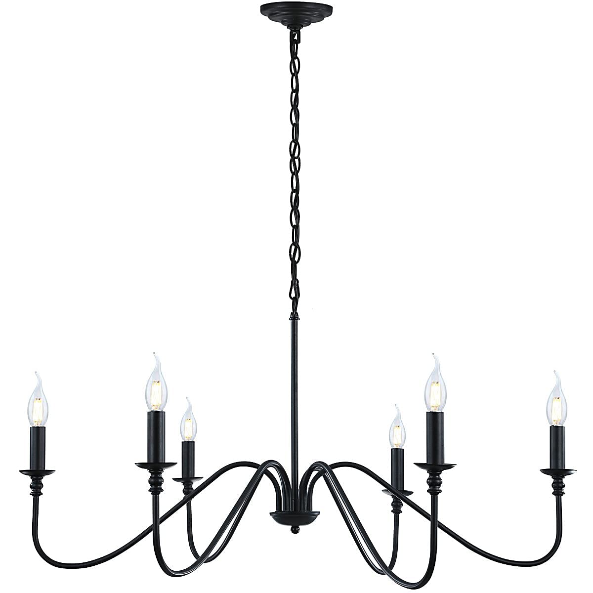 Black Chandelier,6-Light Rustic Industrial Iron Chandeliers for Dining Room Lighting Fixtures Hanging,Candle Hanging Hallway, Living Room, Foyer, Bedroom, Office, Bar,Island Lights