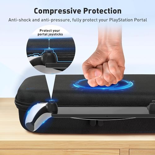Foluck 3 in 1 Accessoris Set Compatible with Playstation Portal, EVA Carrying Case for PS5 Portal, Soft Silicone Protective Cover, 2 Pack Screen Protector, Ps Portal Accessories