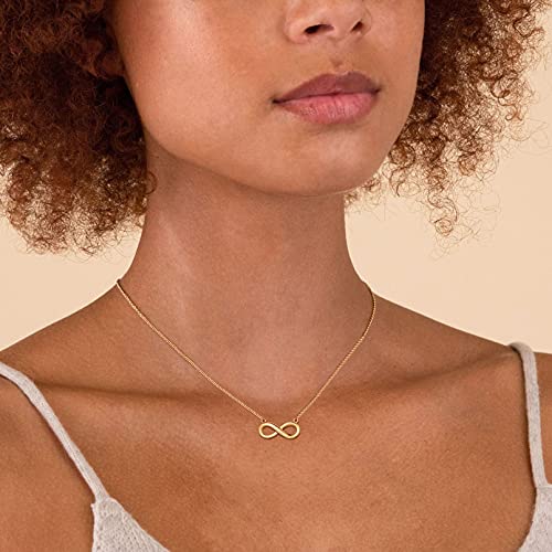 ChicSilver Personalized 18K Gold Plated Infinity Necklace with Cubic Zirconia, Sterling Silver Infinity Heart Pendant Custom Birthstone Jewelry Birthday Gift for Women 16 Inch