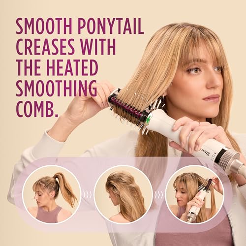 Shark HT202 SmoothStyle Heated Comb + Blow Dryer Brush, Dual Mode, for All Hair Types, Silk