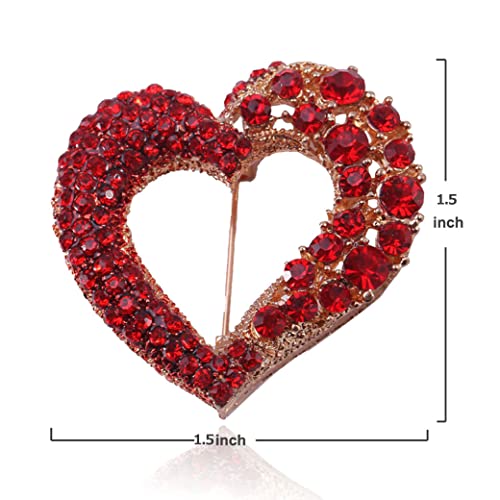 Heart Brooch Pins for Women Fashion Valentine Love Sliver Light Blue Jewelry