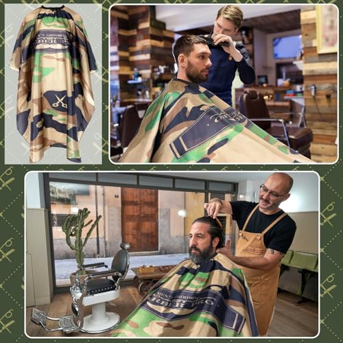 FEBSNOW Barber Cape Waterproof Professional Hair Cutting Cape Neck Duster Brush for Haircut Tie-dye Salon Beard Hairdressing Kits 46.8 × 56 Inches