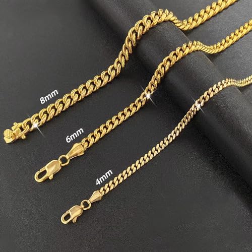 SILILUN Cuban Link Chain for Men 14K Gold Miami Curb Chain Durable Necklace Hip Hop Jewelry (14K Gold,4mm 18inches)