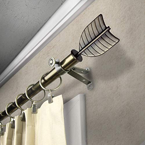 Rod Desyne Feather Adjustable Window Curtain Rod Set, 28 to 48-Inch, Antique Brass