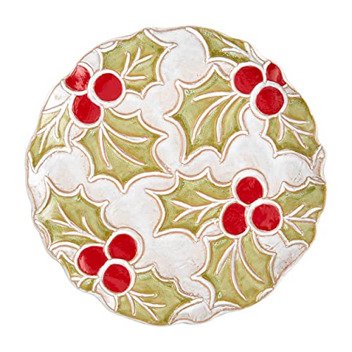 Mud Pie Christmas Salad Plate, Holly, 8" dia