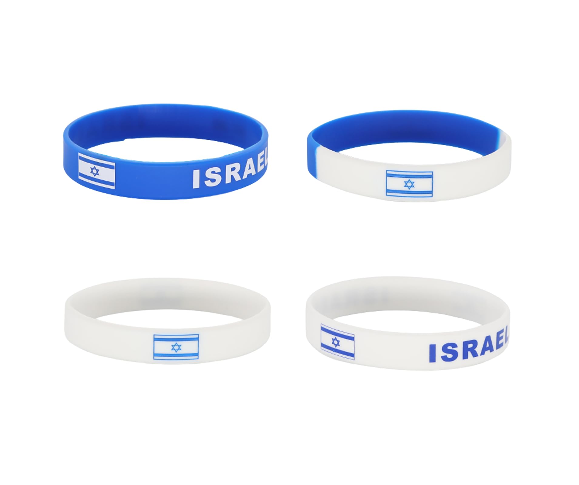 Caiyao 4Pcs Israel Flag Silicone Bracelet I Stand With Israel Bracelet Water-Proof Sports Rubber Pray for Israel Wristbands Support Israel Bangle Bracelets for Women Men-A 4pcs