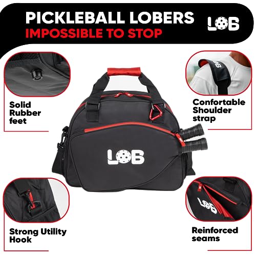 3pcs Pickleball Bag for women and men Accessories for clothing includes gifts Extra Pouch, Mesh ball bag + Fence Hook. Pickleball tote bag duffle bag Bottle Holders fits two Pickleball paddles (Black)