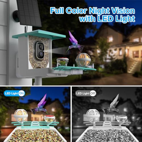 Smart Bird Feeder with Camera, AI Recognition and Solar Powered, Auto Capture & Notity, Bird Video & Motion Detection, Ideal Gifts for Bird Lover