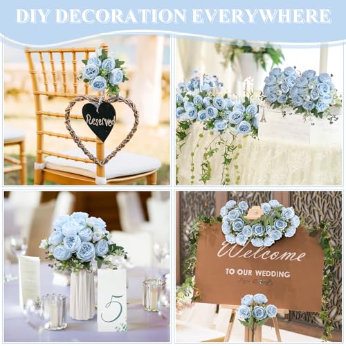 Yuxung 8 Bundles Artificial Peonies Flowers Boho Faux Flowers Arrangements Artificial Centerpiece Spring Bouquet Floral Wedding Decoration for Vase(Pink, Purple)