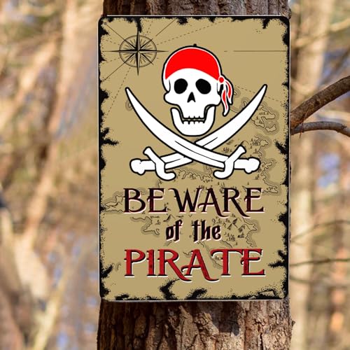 Pirate Theme Signs Decor Metal Sign Pirates Only All Others Will Walk The Plank Signs 12x8 Inches (Pirate01)