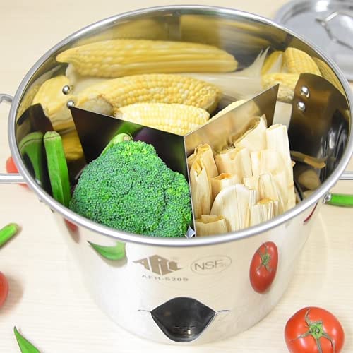 ARC 20QT Stainless Steel Tamale Steamer Pot w/Easy-fill Water Spout, Seafood Crab Steamer with Divider and Steamer Rack, 5 Gallon