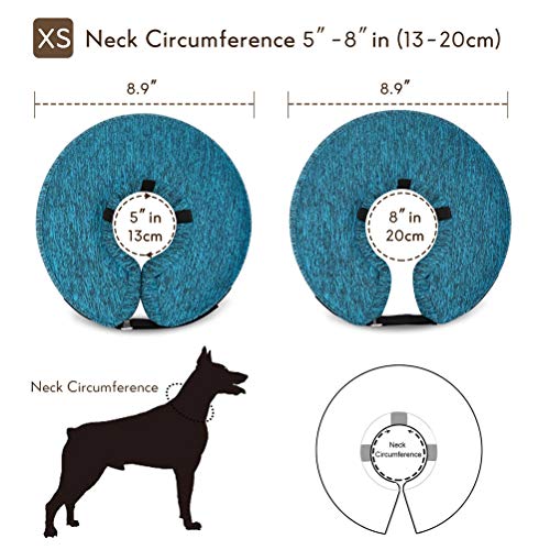 Dog Cone Collar for Small Medium Large Dogs for After Surgery, Pet Inflatable Neck Donut Collar Soft Protective Recovery Cone for Dogs and Cats - Alternative E Collar Does Not Block Vision - Green,XS