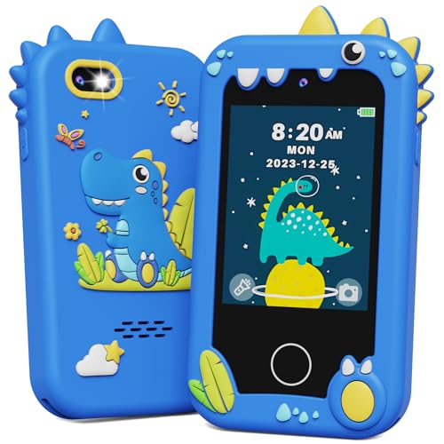 KOKODI Kids Smart Phone Toys, Touchscreen HD Dual Camera Cell Phone for Kids, Birthday Gifts Dinosaur Toddler Play Phone for Boys 3-10, Travel Toy Preschool Learning Toy for Kids with 8GB SD Card