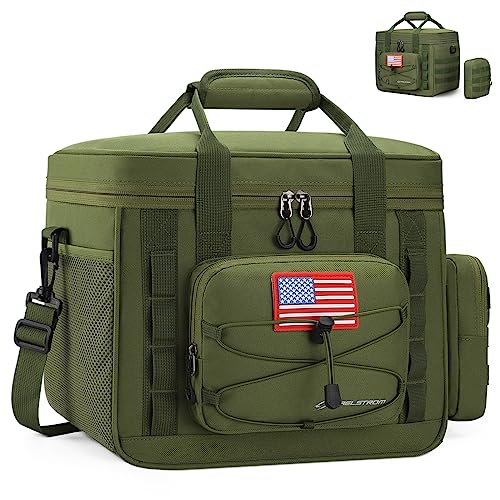 Maelstrom Tactical Lunch Box, Insulated Lunch Bag for Men, Large Leakproof Soft Cooler Bag with Detachable MOLLE Bags, Durable Lunch Tote for Adult Women Work,Picnic,20 Cans/15 L, Army Green