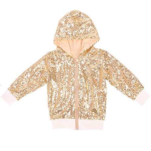 Cilucu Toddler Baby Sequin Jackets Girls Boys Glitter Zipper Coat Sparkle Jacket for Toddler Birthday Christmas Clothes Long Sleeve Bomber Silver White 3-4T