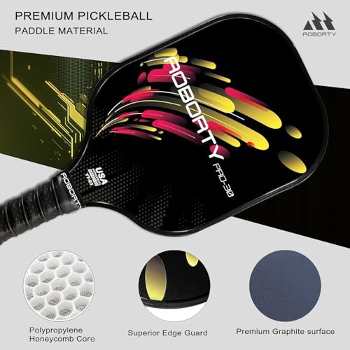 AOBORTY Pickleball Paddles 4 Pack - USAPA Light Graphite Premium Rackets Fiber Face & Polymer Honeycomb Core Pickleball Set with 6 Outdoor Indoor Balls Including Portable Carry Bag