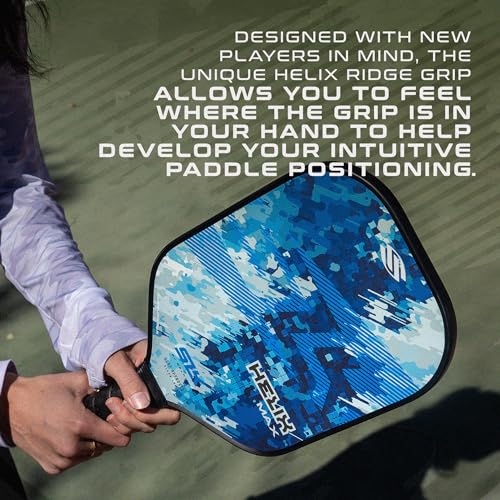 2024 SLK Helix Pro Pickleball Paddle | Carbon Fiber & Fiberglass Hybrid Face | Thermoformed Carbon Fiber Core | Unmatched Control | Camo Hex