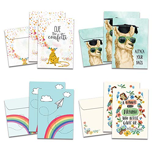 Tree-Free Greetings - All Occasion Cards - Artful Designs - 8 Assorted Cards + Matching Envelopes - Made in USA - 100% Recycled Paper - 5"x7" - Dream Big Graduation (GA54282)