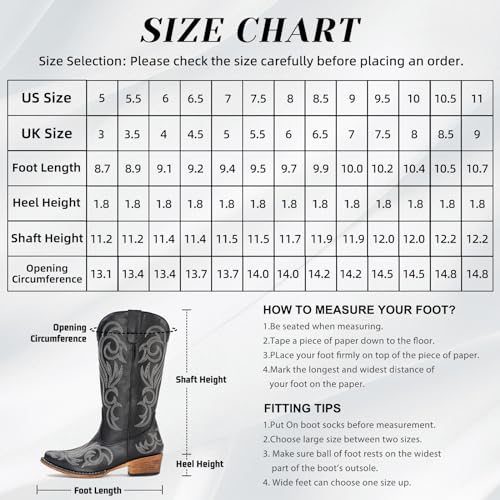IUV Cowboy Boots For Women Pointy Toe Women's Western Boots Cowgirl Boots