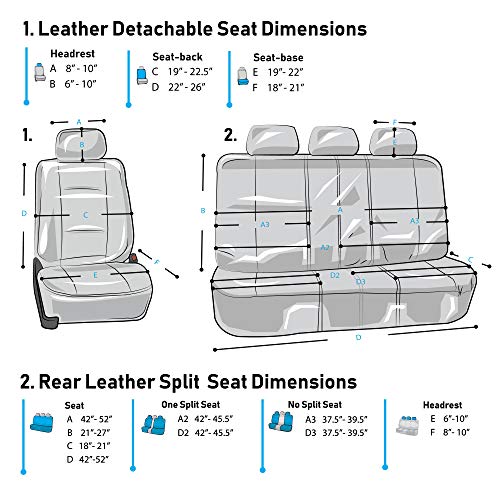 FH Group Perforated Leatherette Three Row Set 7 Seater Car Seat Covers, Airbag Compatible and Split Ready- Universal Fit for Cars, Trucks & SUVs (Black)