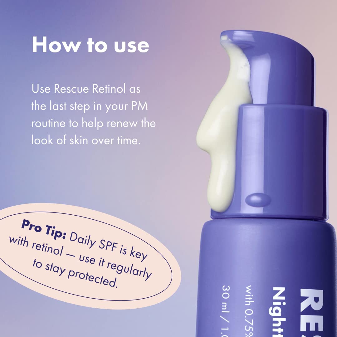Hero Cosmetics Rescue Retinol Nighttime Renewing Cream - Helps With the Look of Uneven Texture and Post-Blemish Marks - Gentle, Non-Drying Formula, Introduction Retinol - Safe for Sensitive Skin (30 ml)