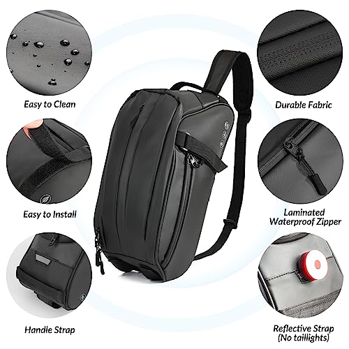 WOTOW Reflective Rear Rack Bag, Water Resistant Bike Saddle Panniers for Bicycles, 8L Trunk Cycling Back Seat Cargo Carrier Storage Pouch With Shoulder Strap for Travel Commute