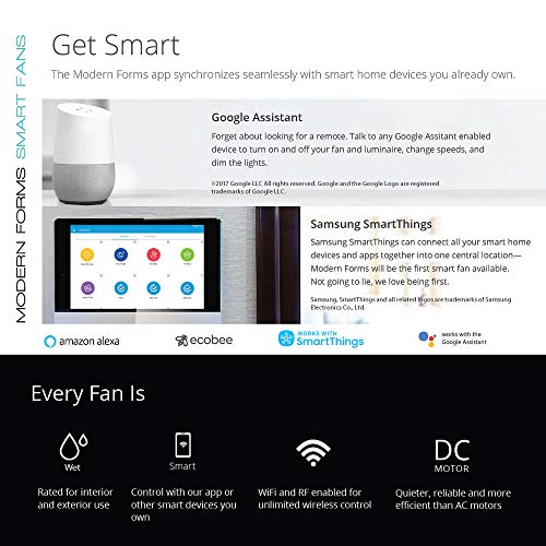 Axis Smart Indoor and Outdoor 3-Blade Flush Mount Ceiling Fan 52in Bronze with 3500K LED Light Kit and Remote Control works with Alexa, Google Assistant, Samsung Things, and iOS or Android App