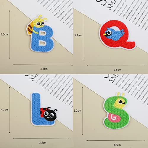 MISDONR Iron On Letter Patches, 2 Sets (52 Pieces) A-Z Cute Embroidery Alphabet Patches for Kids Clothing Backpacks