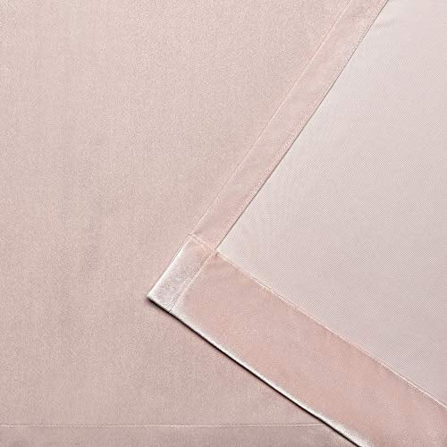 TOWN & COUNTRY LUXE Velour Solid Heavyweight Indoor Curtains, Light Filtering Opacity, Triple Pinch Pleat Top, Plush Velvet, 2-Pack Set, 63", Blush