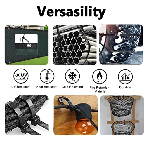 250lb Black Zip Ties Heavy Duty 12 Inch Outdoor, Extra Large Cable Tie Wraps Long Plastic Wire Ties Wide Big Strong Thick Zipties 50 Pack