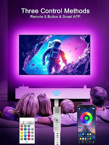 GIPOYENT TV Light Strip, Music Sync LED TV Backlights, for 32-50 Inch TV, LED TV Light with Bluetooth Function - RGB Color Changing Light Strip for Home Theater (9.8ft)