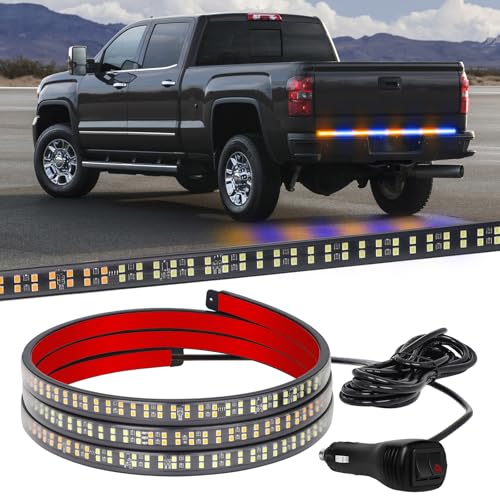 AINBIN 60 inch Amber Strobe Lights for Trucks 360 LED Tailgate/Rear Window Lights Emergency Light Strips Caution Warning Hazard Safety Lights for Tow Plow Trucks Construction Vehicles Pickup Trailer