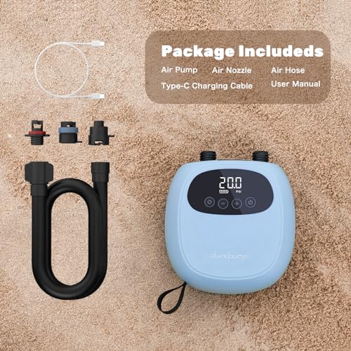 dwndpump Electric Paddle Board Pump, Rechargeable 20 PSI SUP Pump, Dual-Stage Inflation and Deflation Sup Air Pump, Portable Electric Pump for Kayaks, Wind Wings, SUPs (Green)