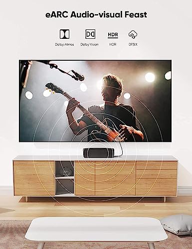 Highwings 8K HDMI Cable 2.1 2-Pack 1FT, Slim 48Gbps High Speed HDMI Braided Cord-4K@120Hz 144Hz 8K@60Hz, HDCP 2.2&2.3, Dynamic HDR,eARC,DTS:X,RTX 3090,Dolby Compatible with Roku TV/HDTV/PS5/Blu-ray