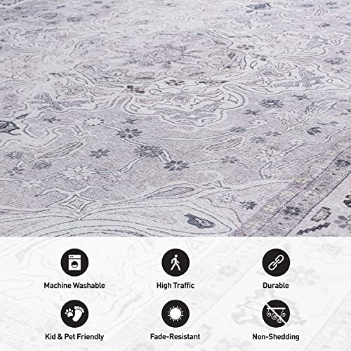 Rugshop Transitional Medallion Stain Resistant Flat Weave Eco Friendly Premium Recycled Machine Washable Area Rug 2'1"x3' Gray