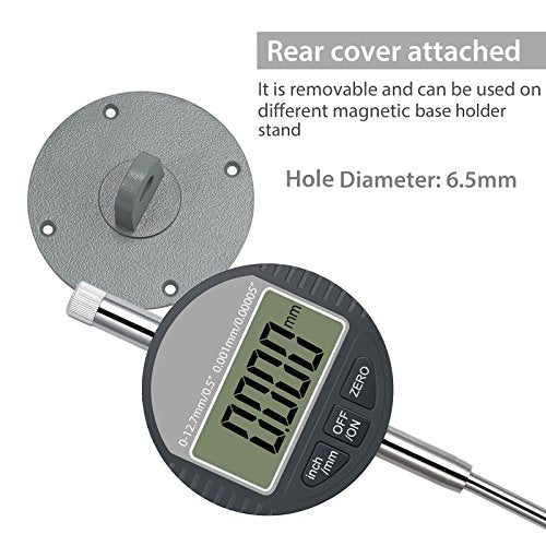 Neoteck DTI Digital Dial Indicator 0.5 inch/12.7mm, High Resolution: 0.00005 inch/ 0.001mm, Digital Probe Indicator Dial Test Gauge